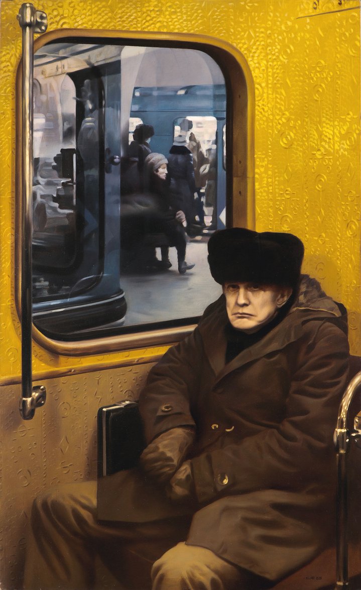 portrait, soviet art, moscow, subway, realism, russian citizen