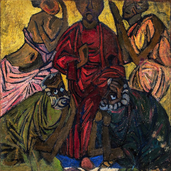 russian avant-garde, painting, religious, composition, icon, Christ, apostles