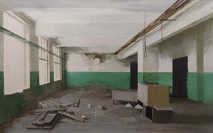 painting, realism, industrial, ruins, brutalism, architecture