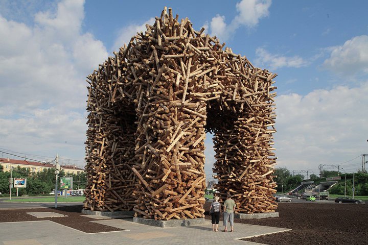 public art, wood, arch, gate, perm, russia