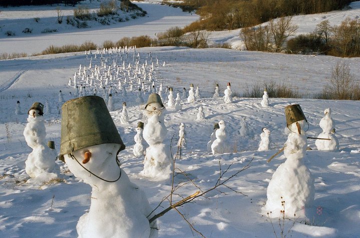 land art, snowman, winter, installation